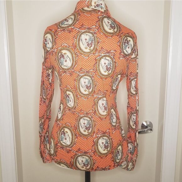 60s retro funky print blouse - Picture 4 of 11